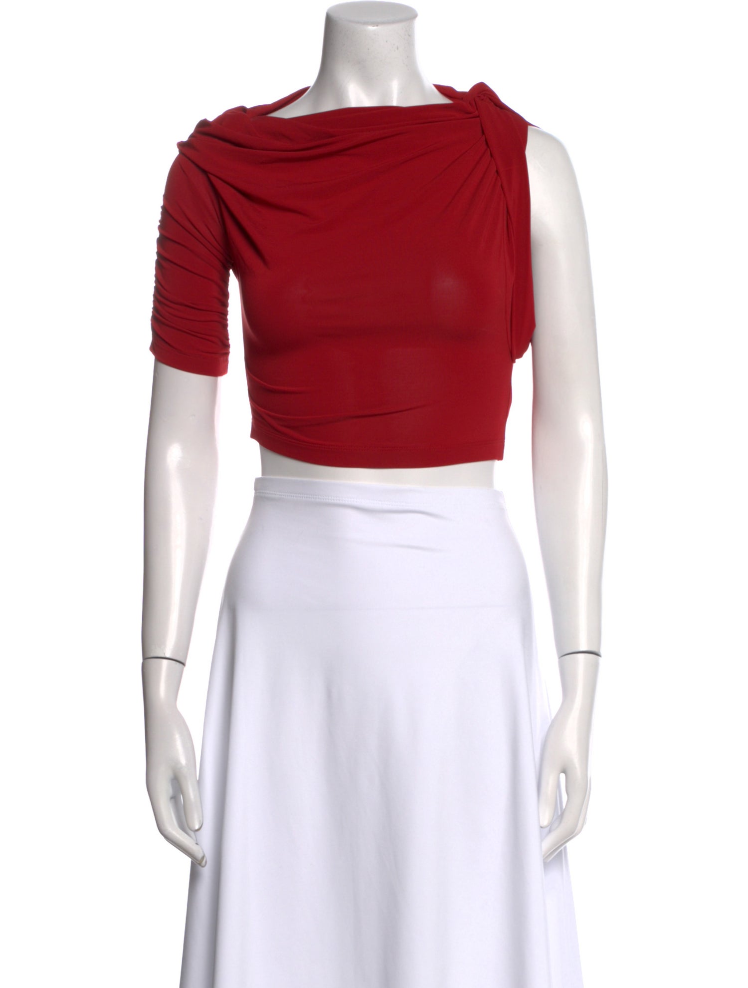 Jacquemus Cowl Neck Short Sleeve Crop Top