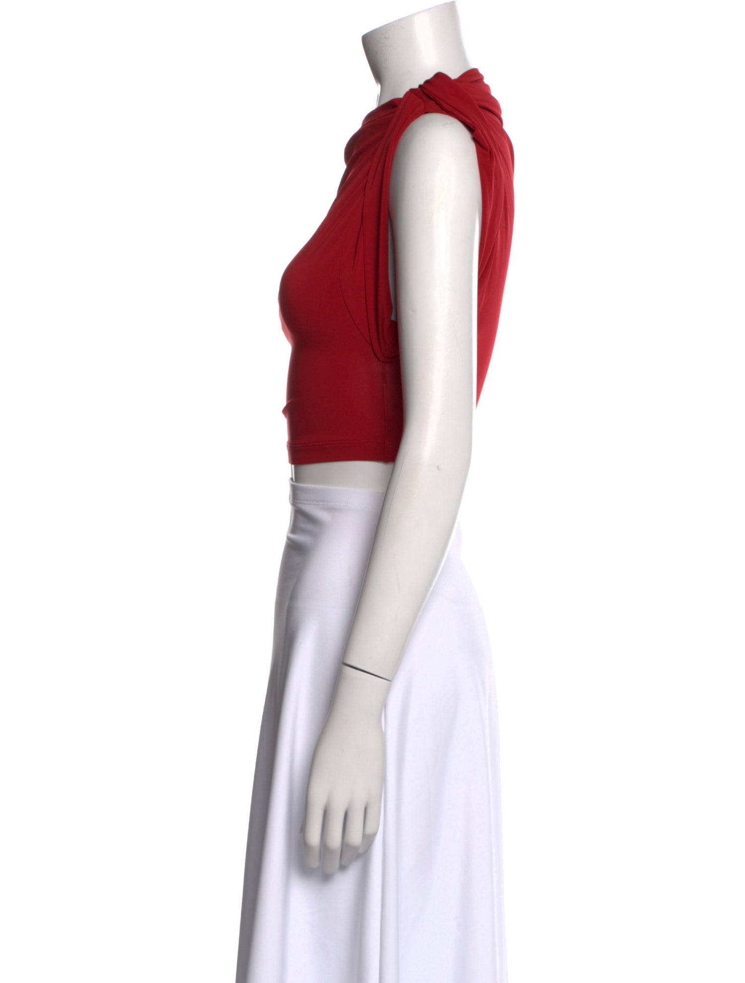 Jacquemus Cowl Neck Short Sleeve Crop Top