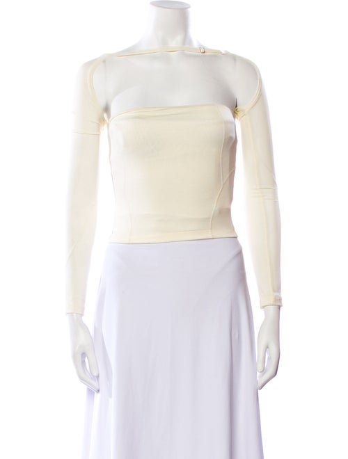 Jacquemus Square Neckline Three-Quarter Sleeve Crop Top