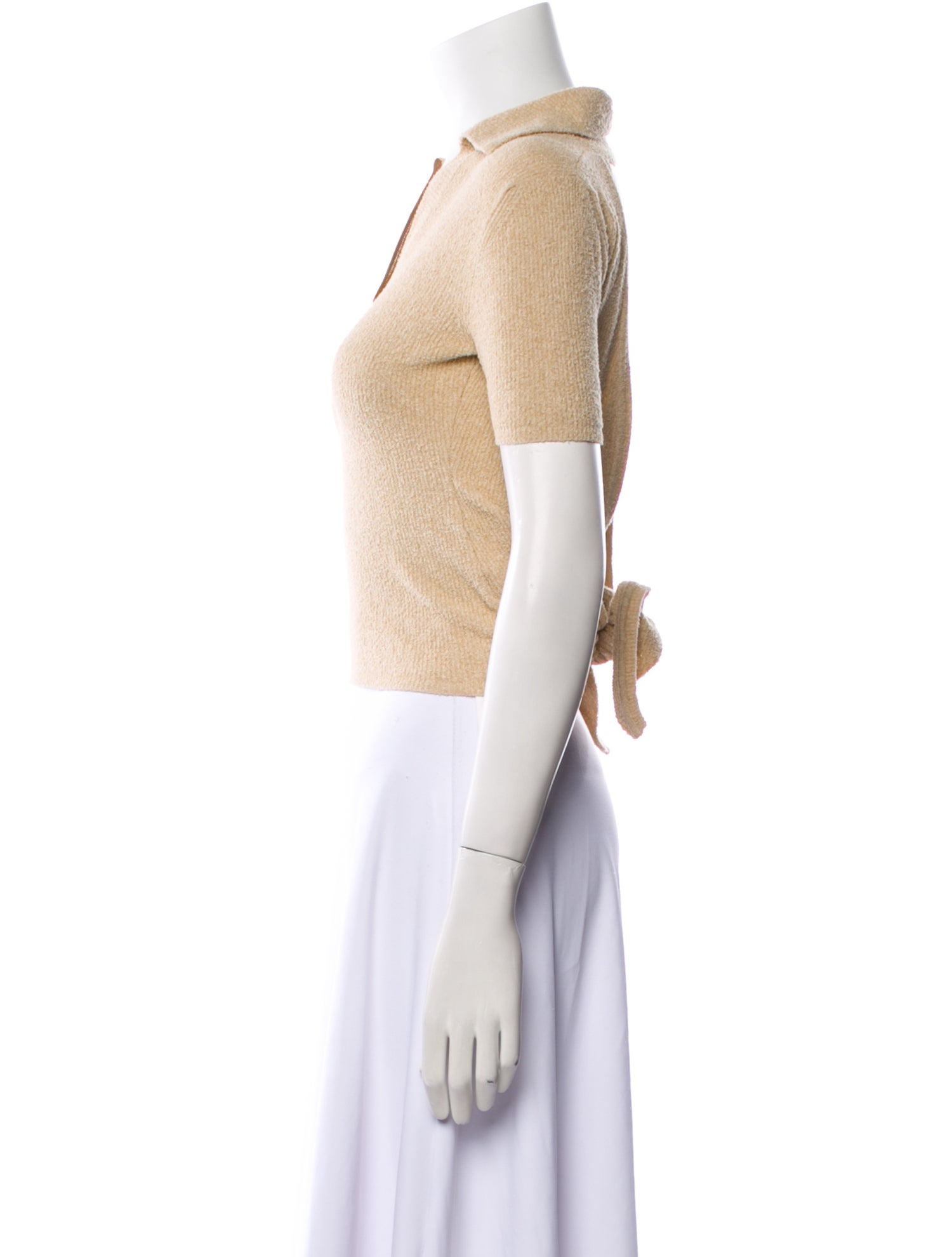 Jacquemus V-Neck Short Sleeve Crop Top