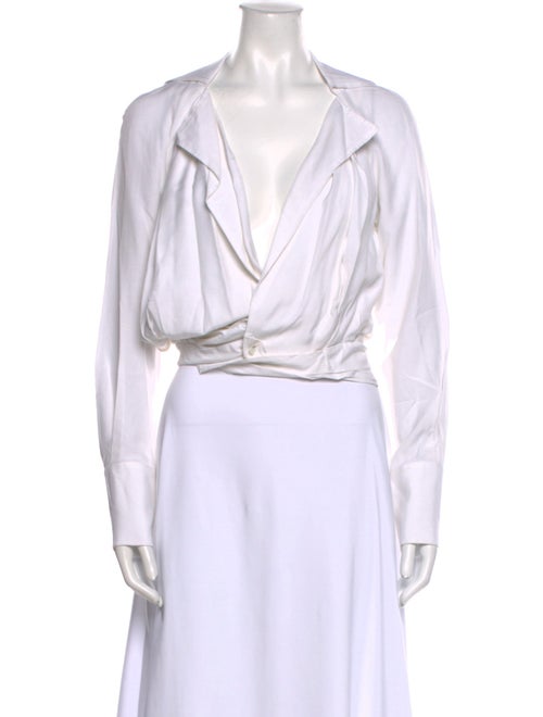 Jacquemus V-Neck Long Sleeve Crop Top