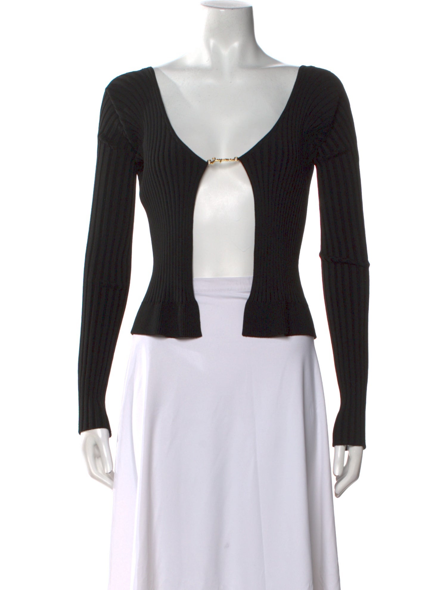 Jacquemus V-Neck Long Sleeve Crop Top