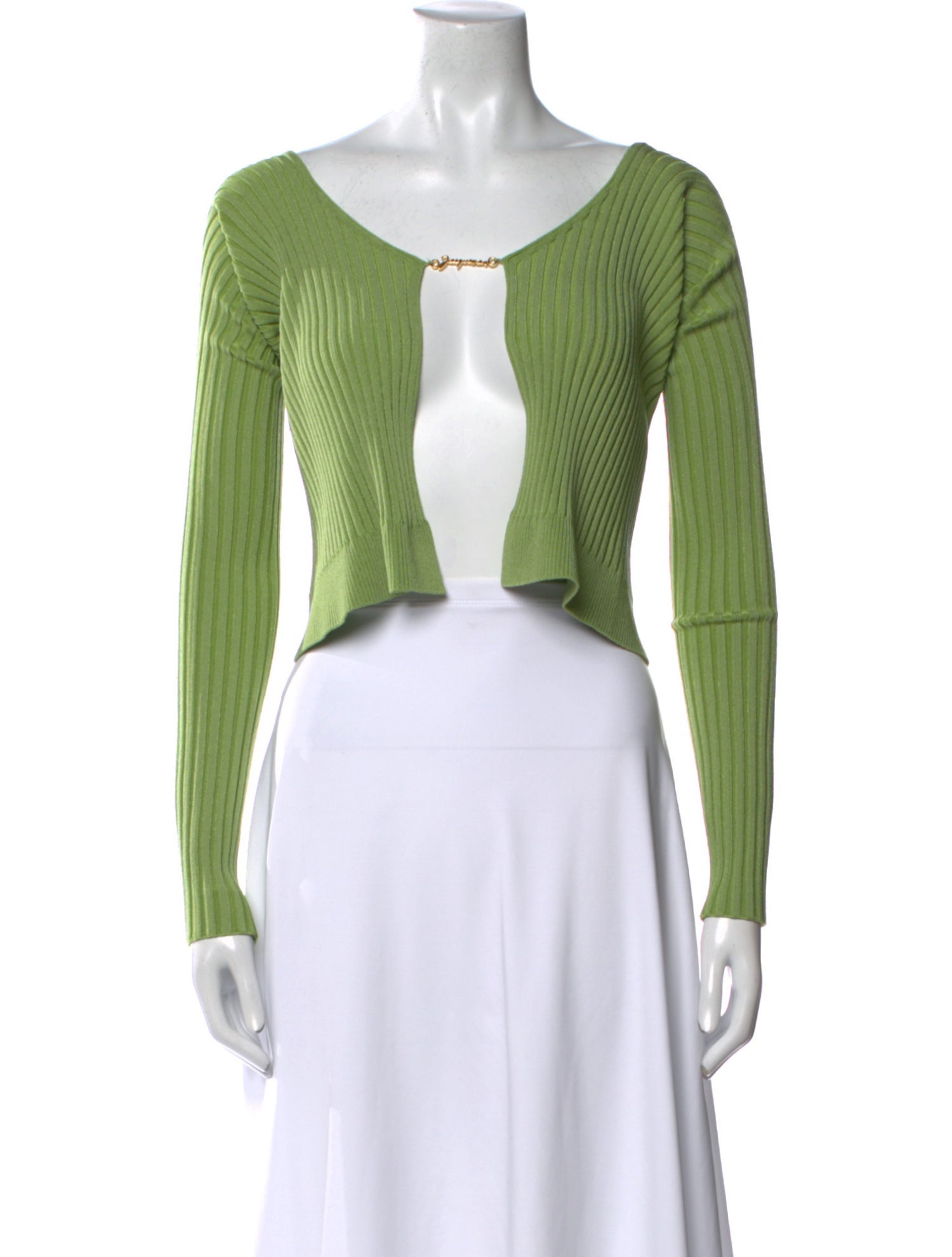 Jacquemus Scoop Neck Long Sleeve Crop Top