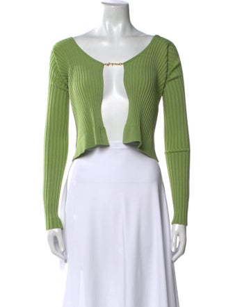 Jacquemus Scoop Neck Long Sleeve Crop Top