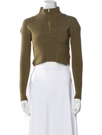 Jacquemus Mock Neck Long Sleeve Crop Top
