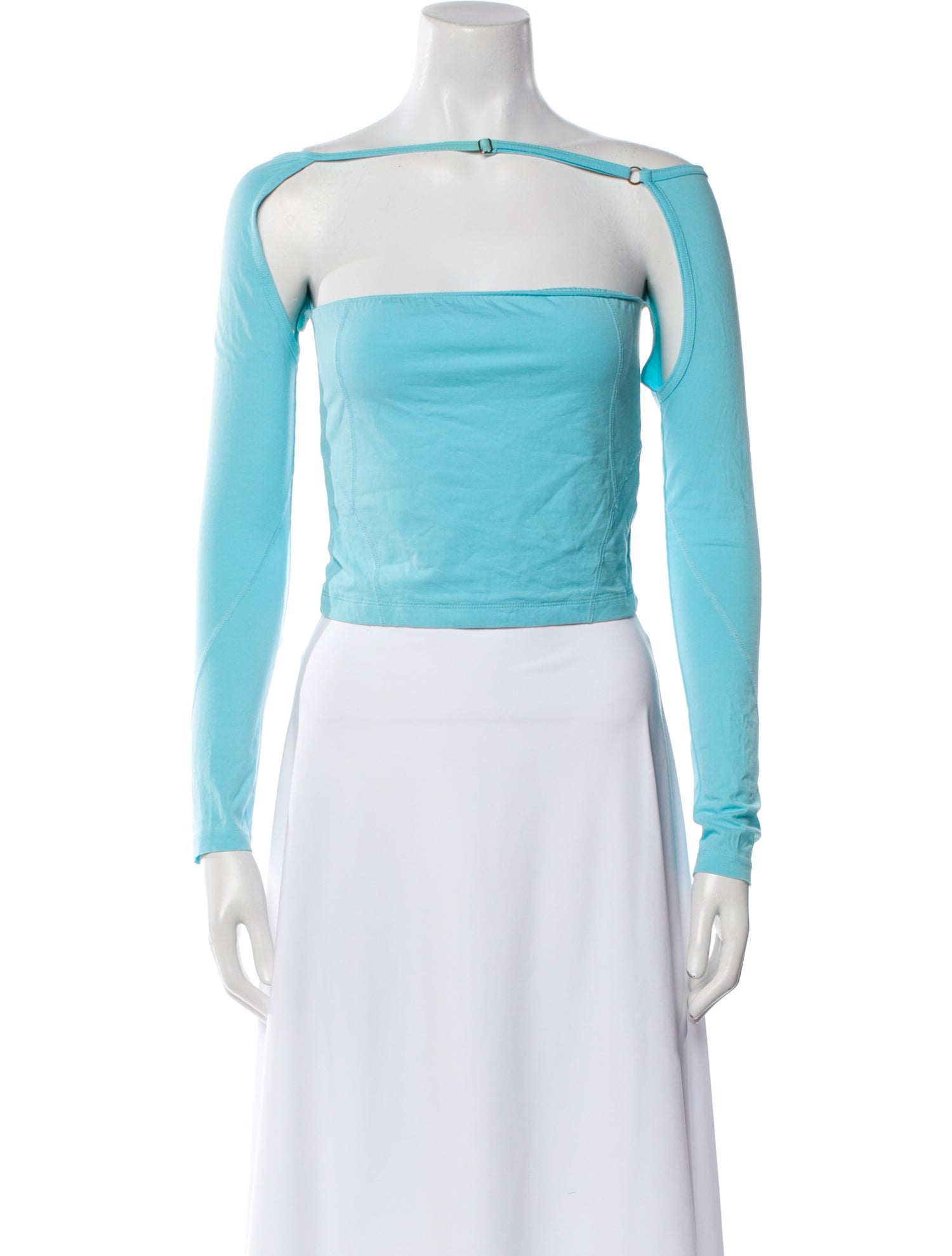 Jacquemus Square Neckline Long Sleeve Crop Top