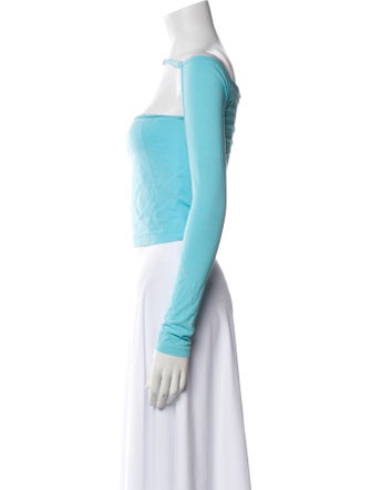 Jacquemus Square Neckline Long Sleeve Crop Top