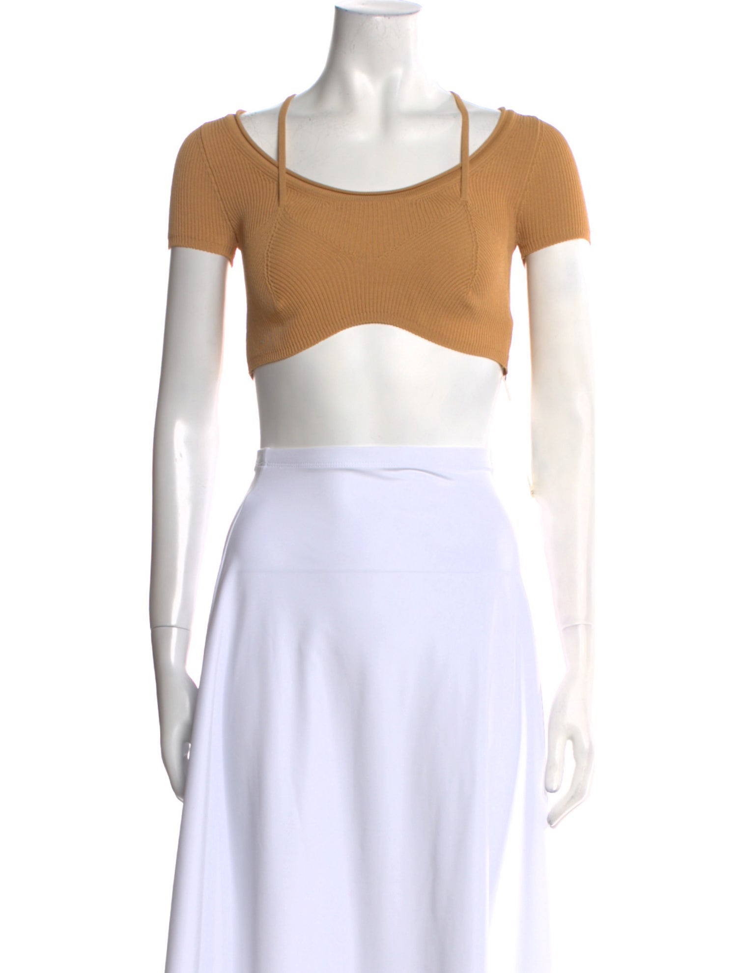 Jacquemus Square Neckline Short Sleeve Crop Top