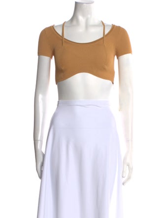 Jacquemus Square Neckline Short Sleeve Crop Top