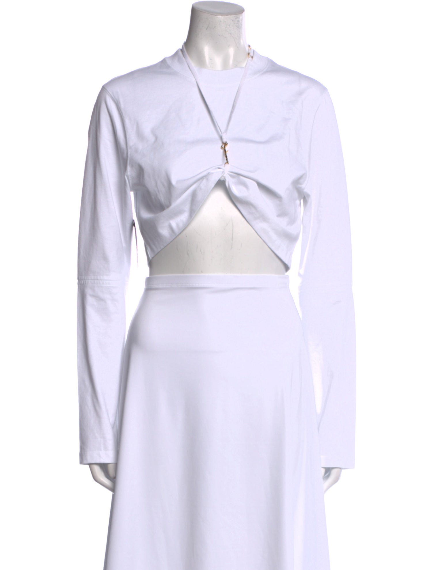 Jacquemus V-Neck Long Sleeve Crop Top