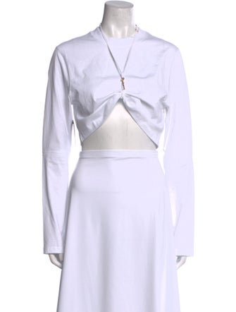 Jacquemus V-Neck Long Sleeve Crop Top