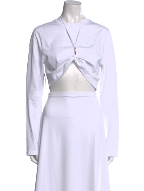 Jacquemus V-Neck Long Sleeve Crop Top