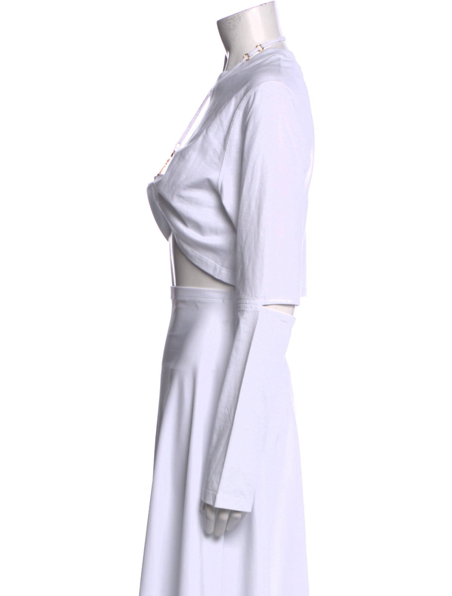 Jacquemus V-Neck Long Sleeve Crop Top