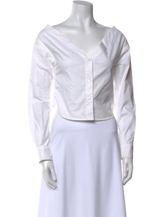 Jacquemus V-Neck Long Sleeve Crop Top