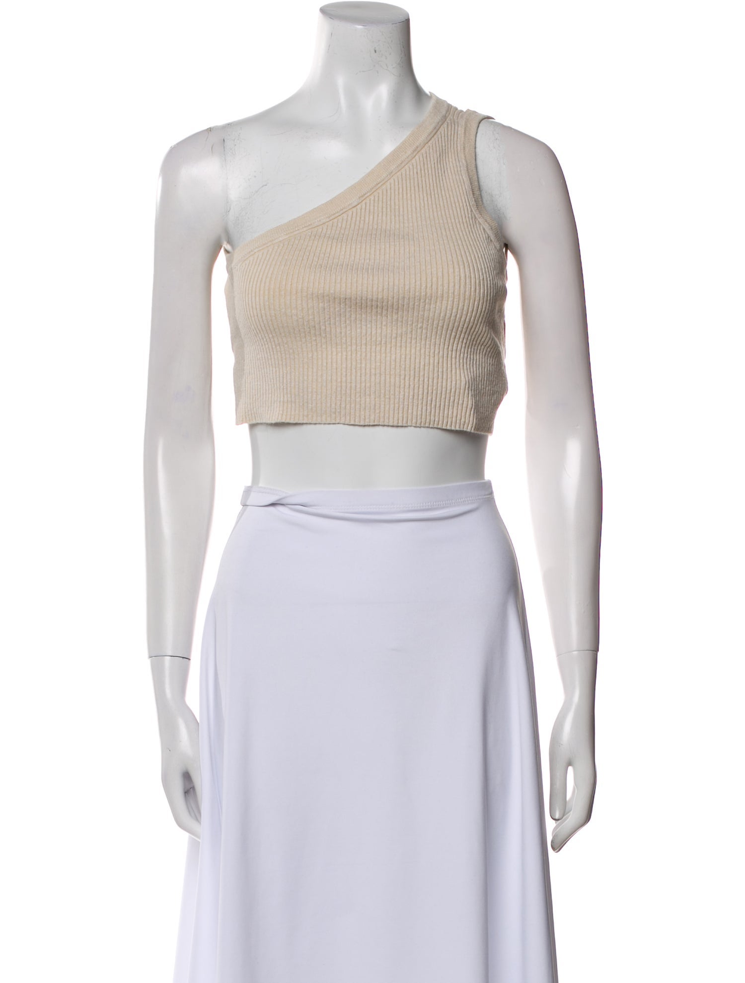 Jacquemus Linen One-Shoulder Crop Top
