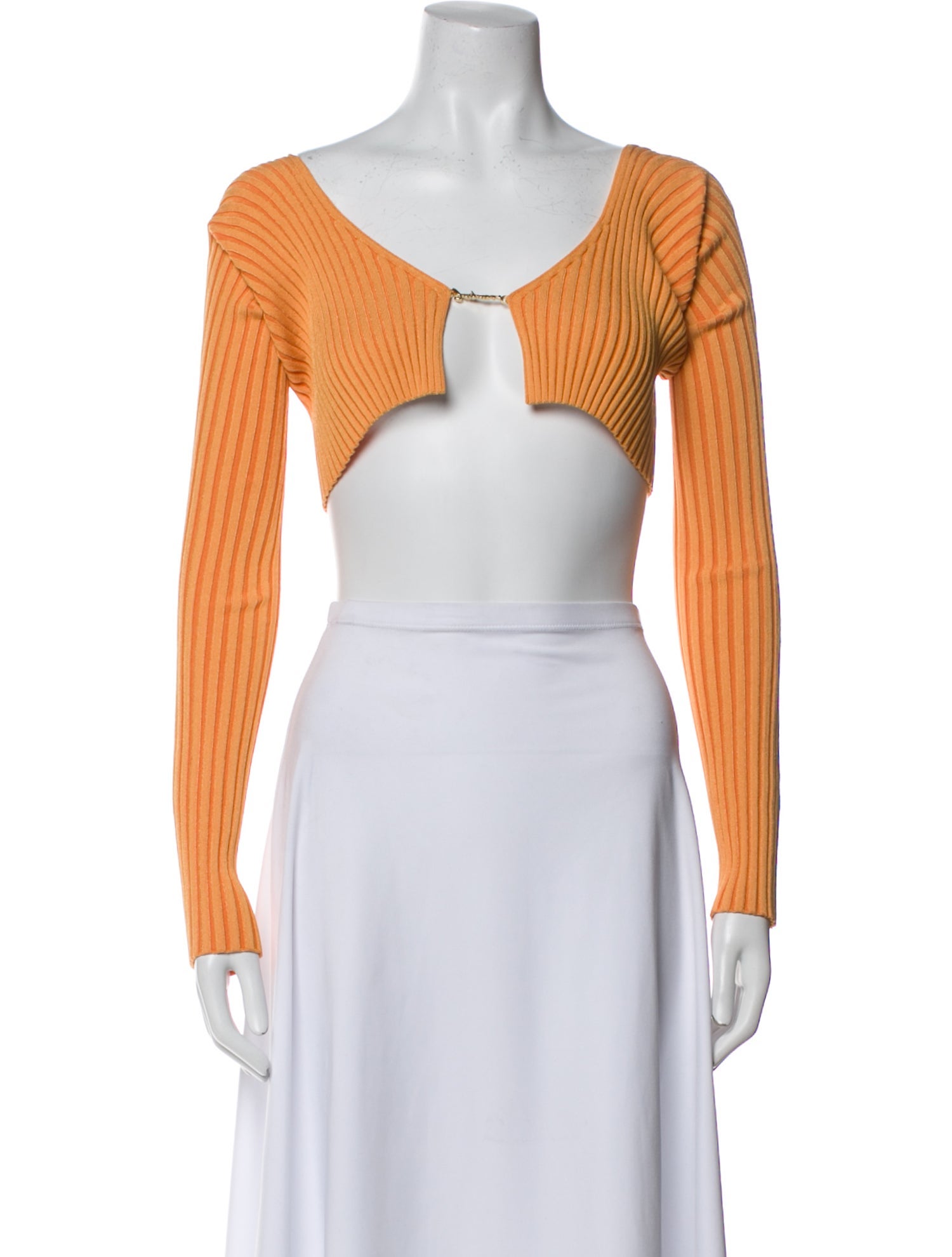 Jacquemus V-Neck Long Sleeve Crop Top