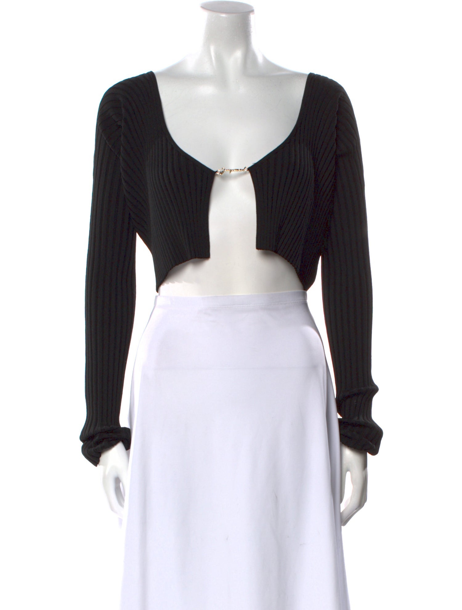 Jacquemus V-Neck Long Sleeve Crop Top