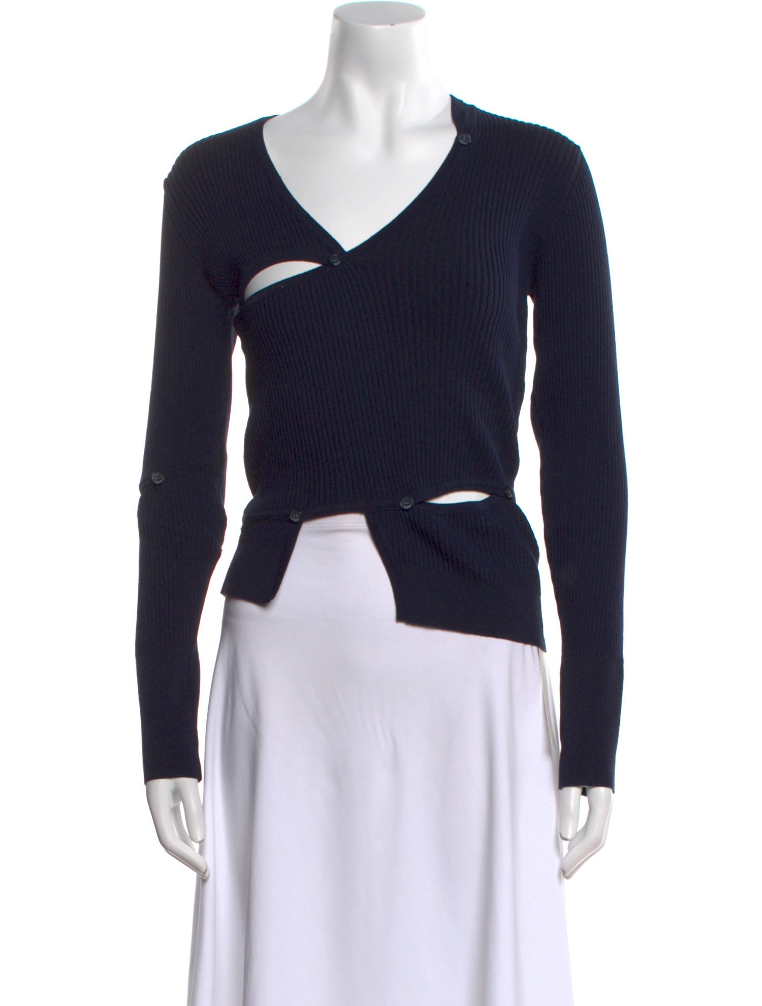 Jacquemus V-Neck Long Sleeve Crop Top