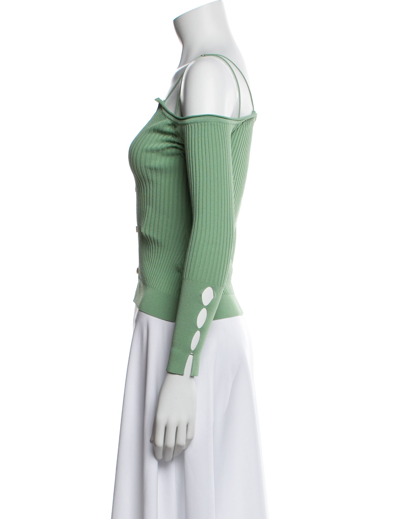 Jacquemus V-Neck Three-Quarter Sleeve Crop Top