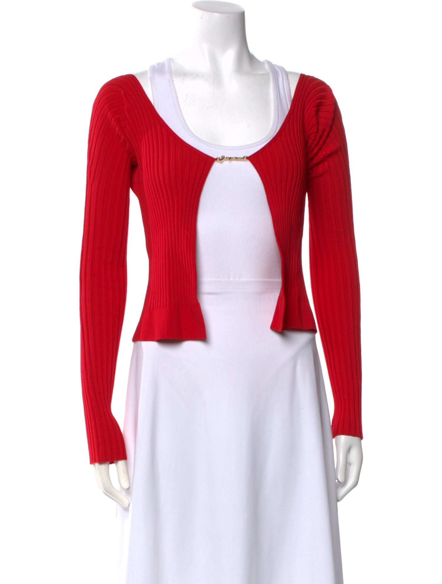 Jacquemus Scoop Neck Long Sleeve Crop Top