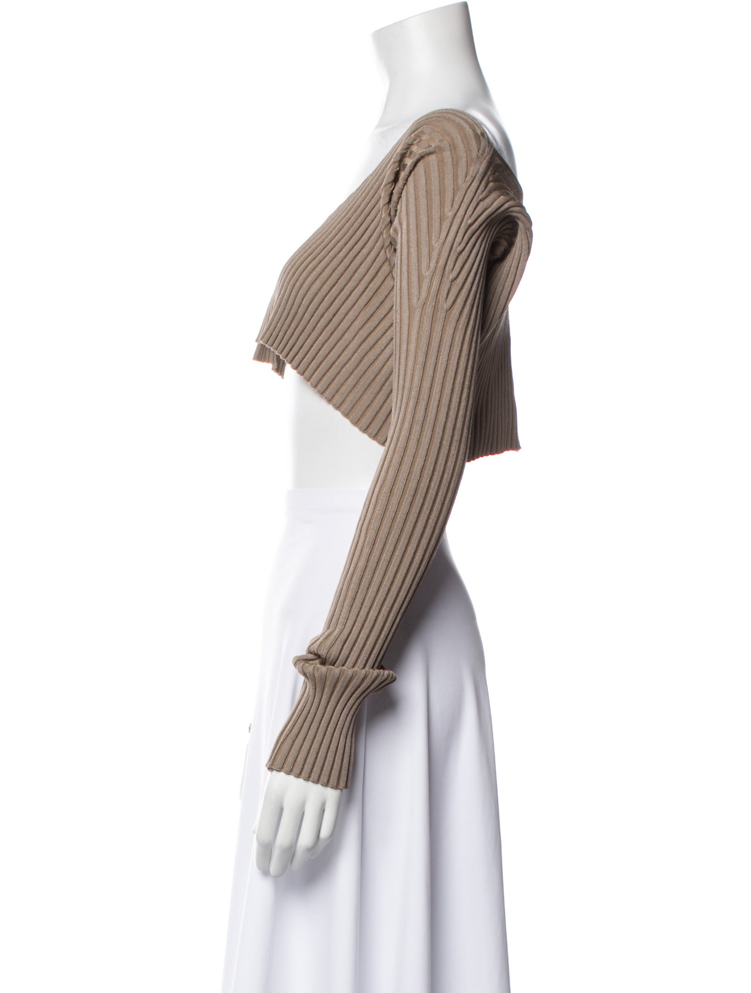 Jacquemus Off-The-Shoulder Long Sleeve Crop Top