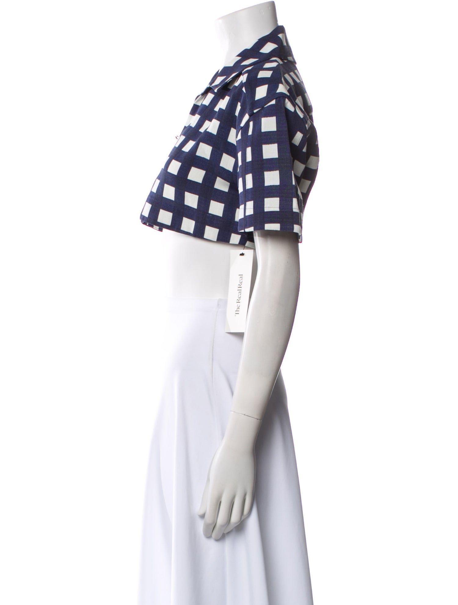 Jacquemus Plaid Print Short Sleeve Crop Top
