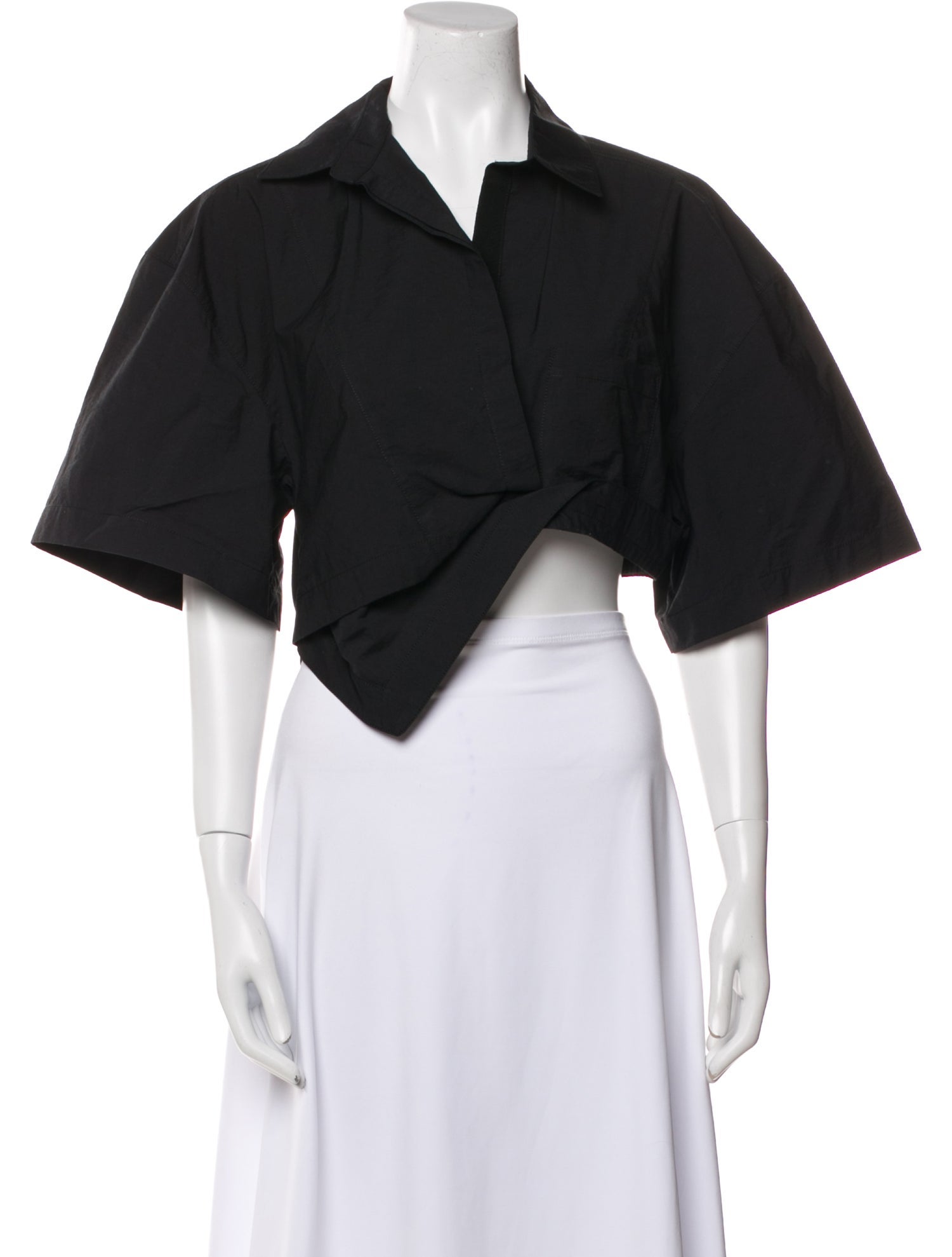 Jacquemus V-Neck Short Sleeve Crop Top