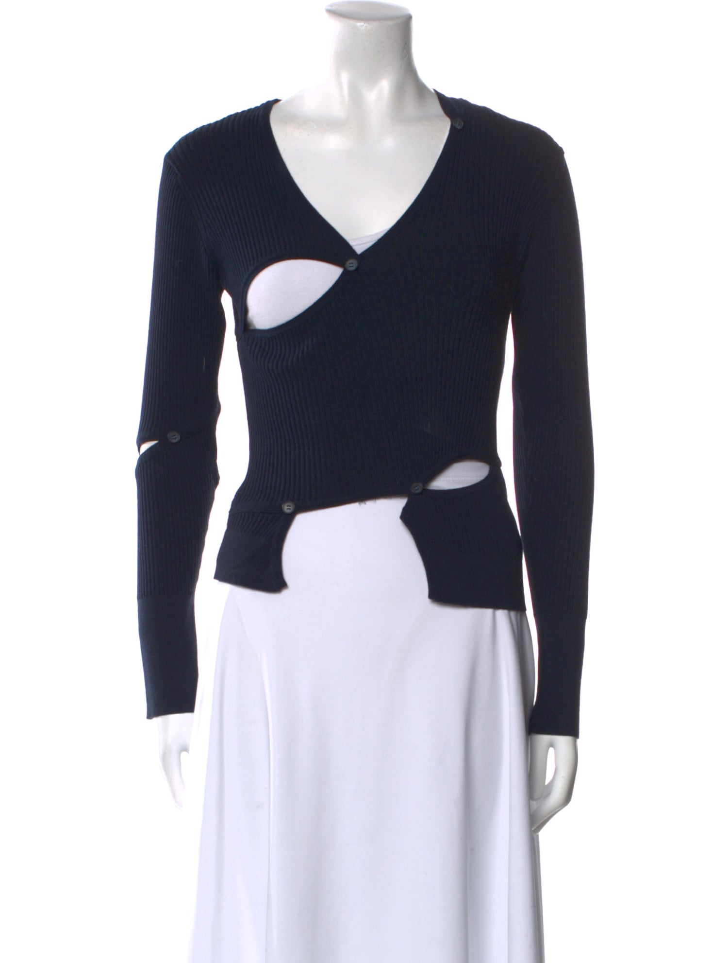 Jacquemus V-Neck Long Sleeve Crop Top