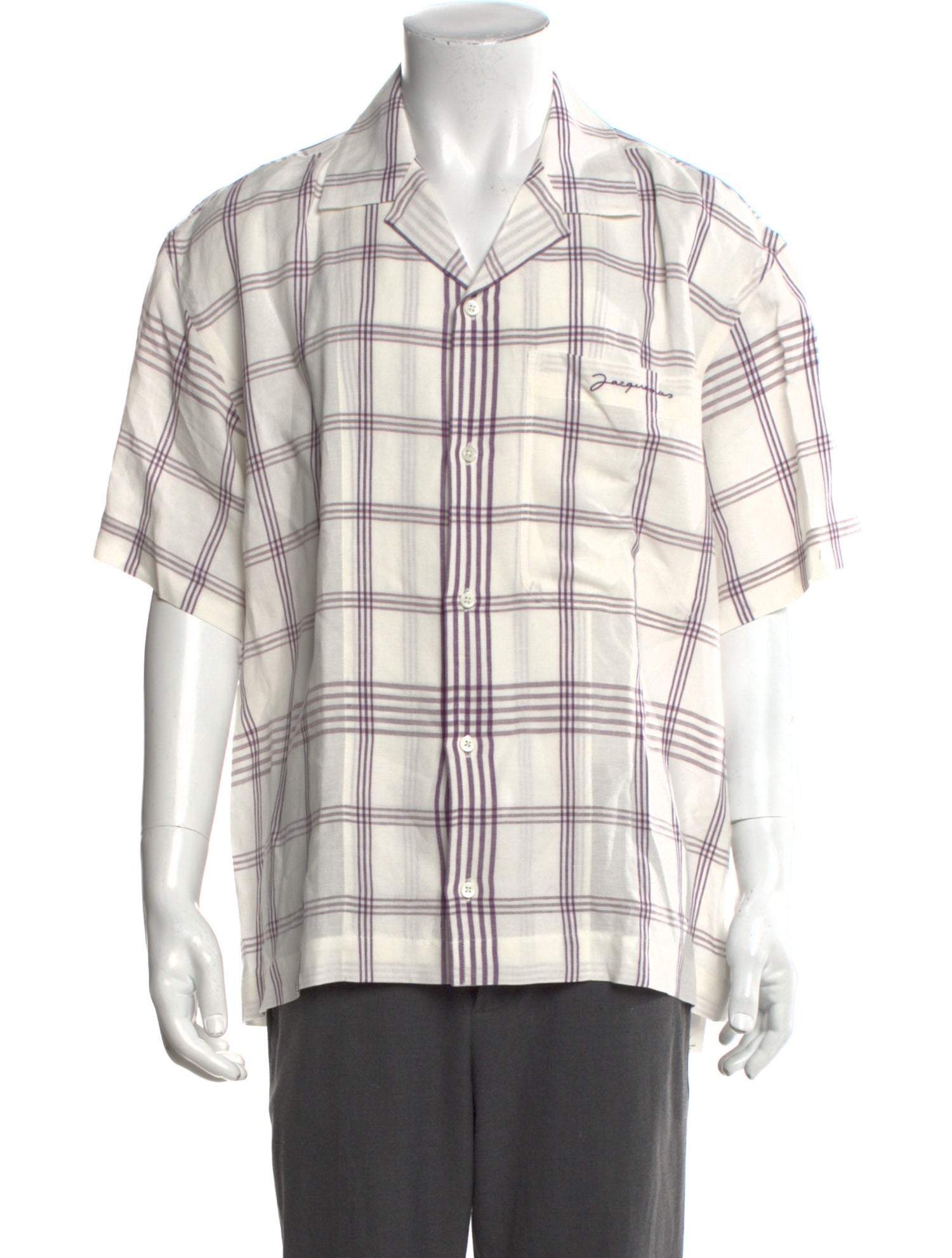 Jacquemus Plaid Print Short Sleeve Shirt