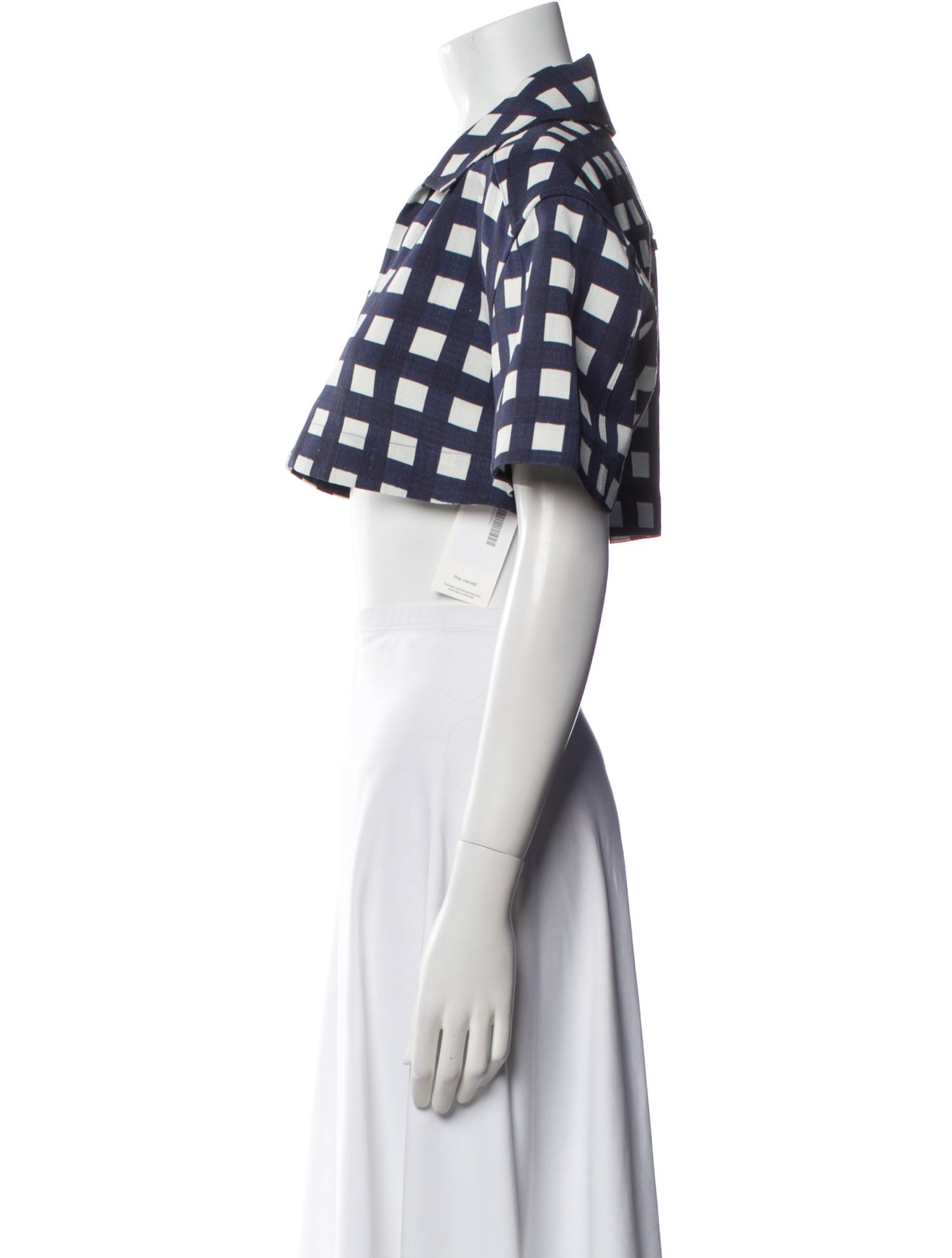 Jacquemus Plaid Print V-Neck Crop Top