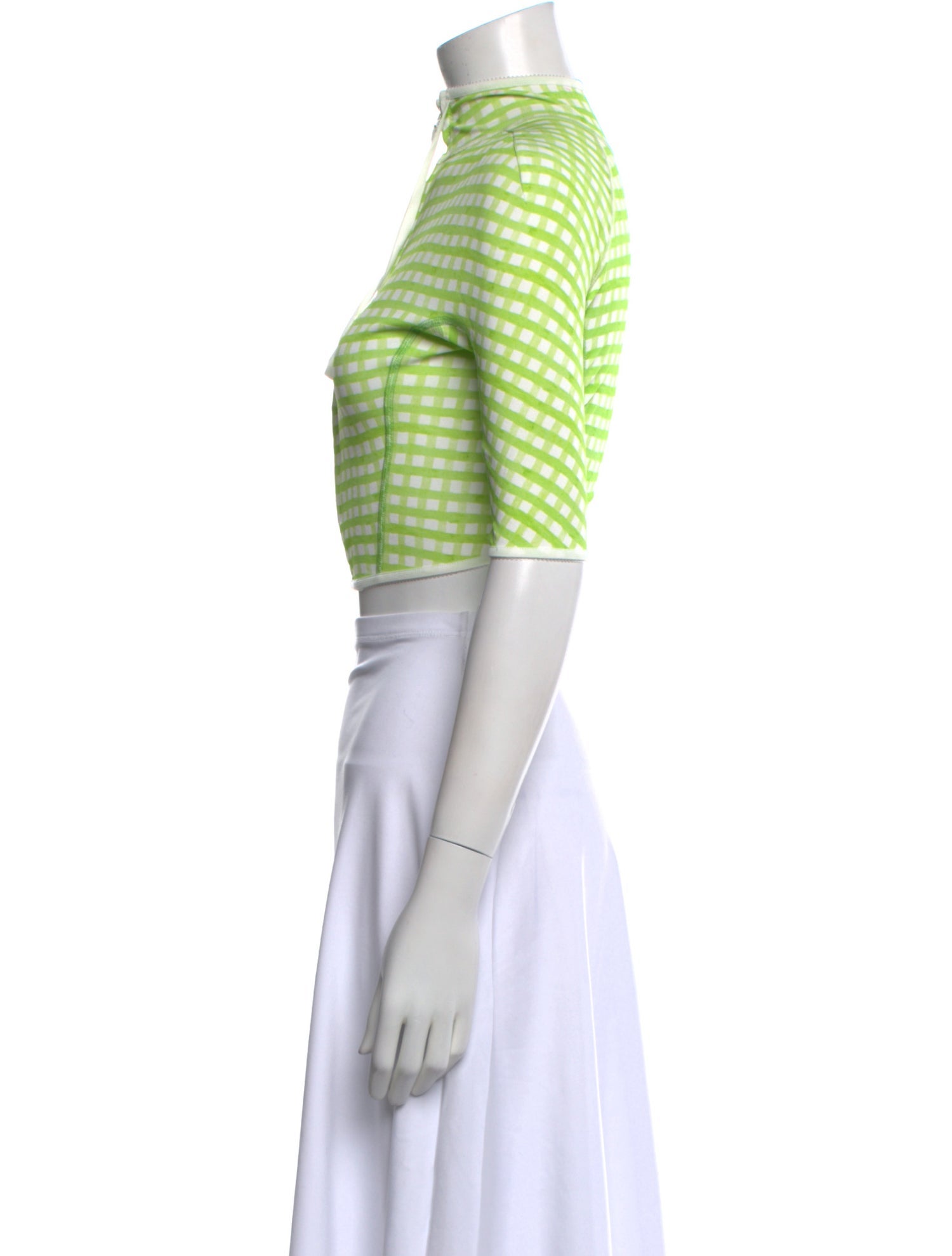 Jacquemus Plaid Print Mock Neck Crop Top