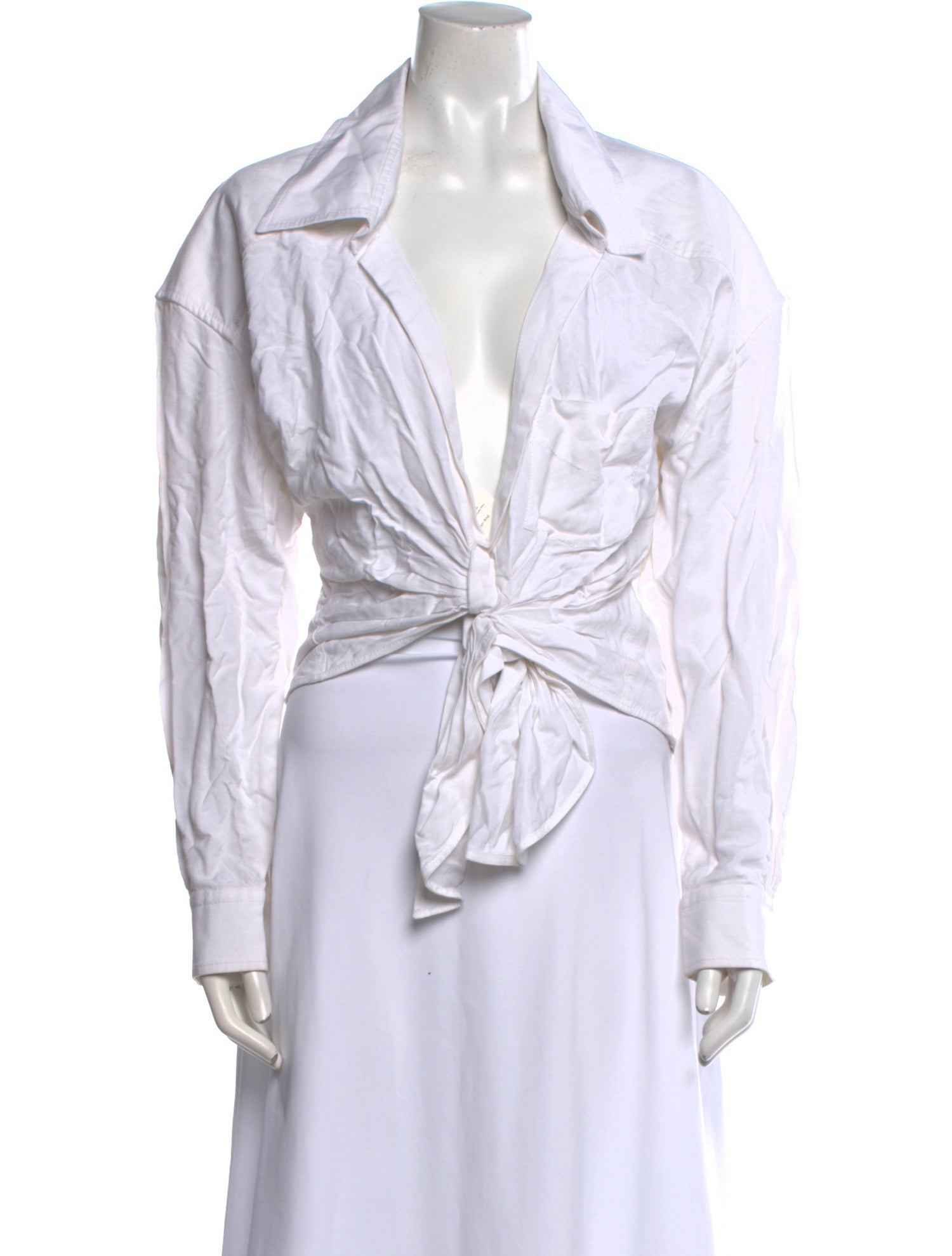 Jacquemus V-Neck Long Sleeve Crop Top