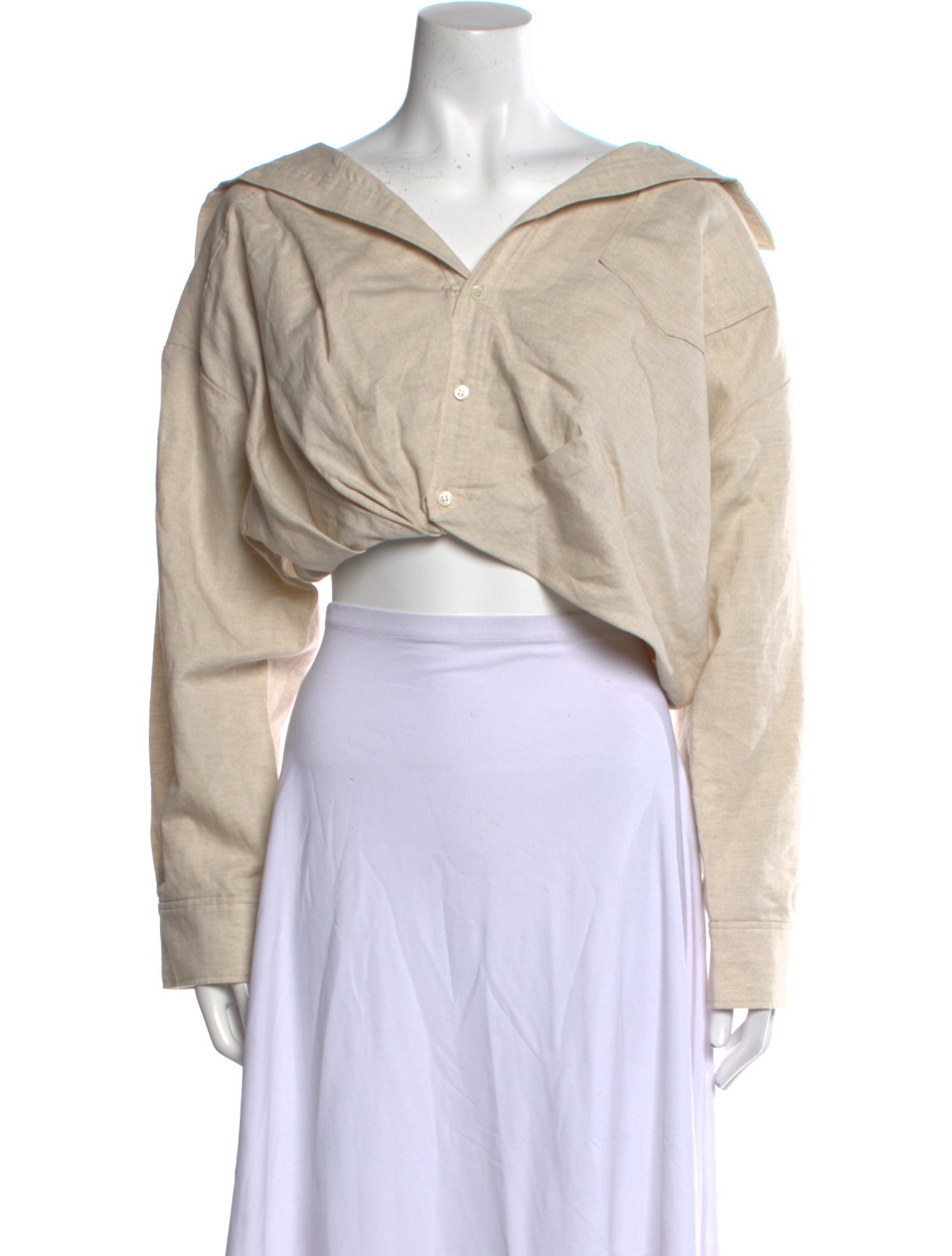 Jacquemus V-Neck Long Sleeve Crop Top