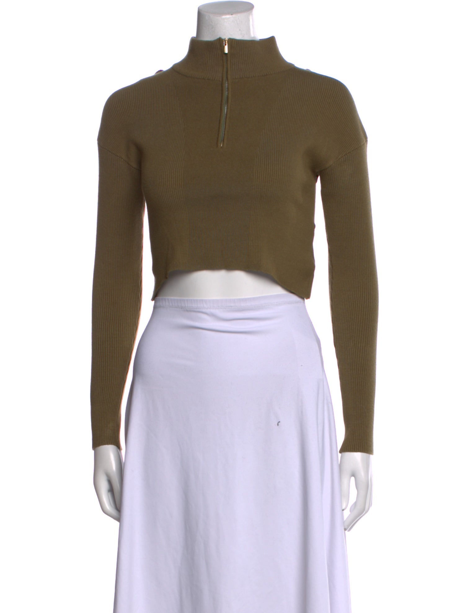 Jacquemus Mock Neck Long Sleeve Crop Top