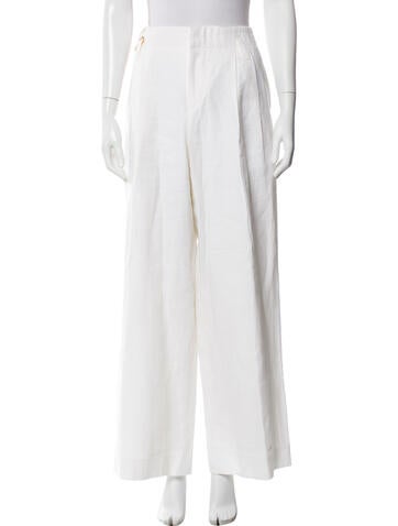 Pre-owned Jacquemus Linen Wide Leg Pants In White
