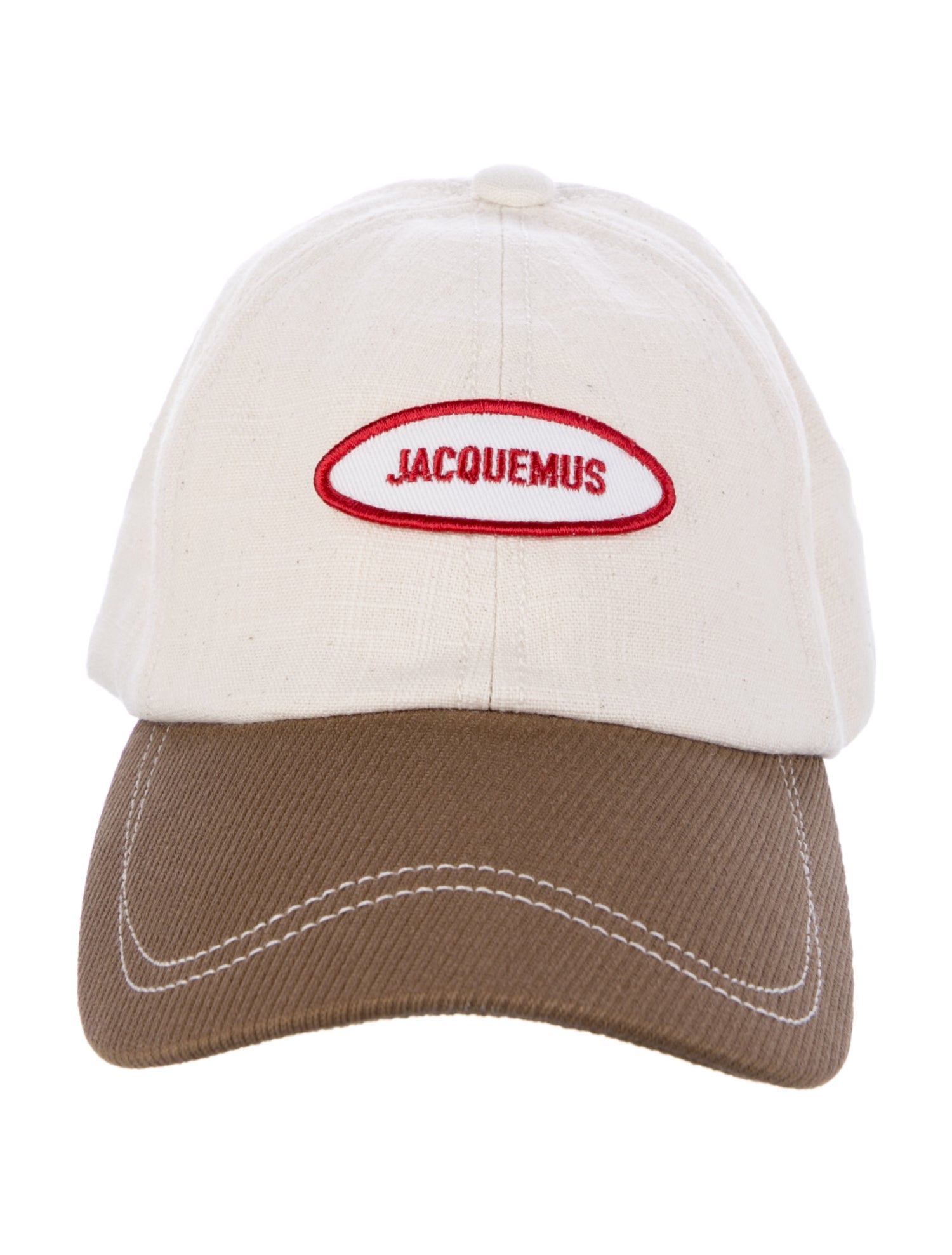 Jacquemus Cotton neutral and brown baseball cap with patch accent