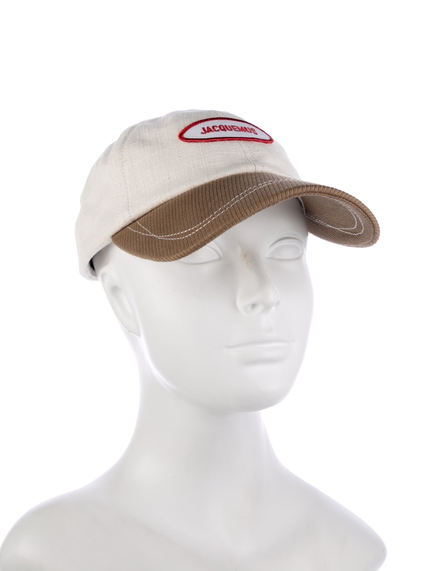 Jacquemus Cotton neutral and brown baseball cap with patch accent