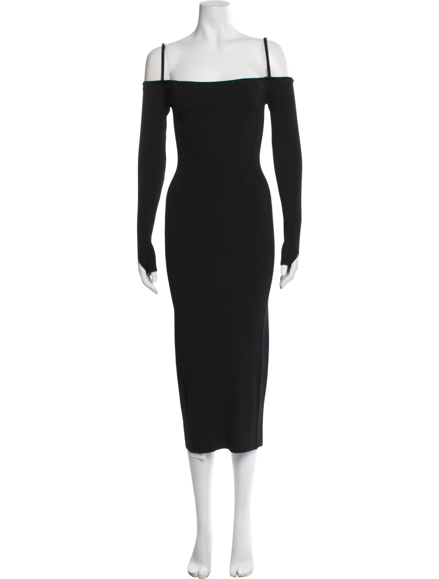 jacquemus off the shoulder dress JACQUEMUS - The Drapeado Dress - Black