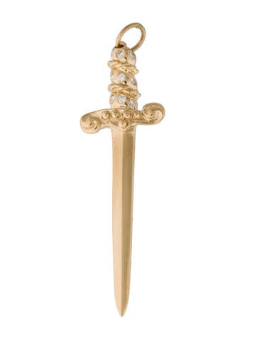 Jennifer Fisher 14K Diamond Sword Pendant