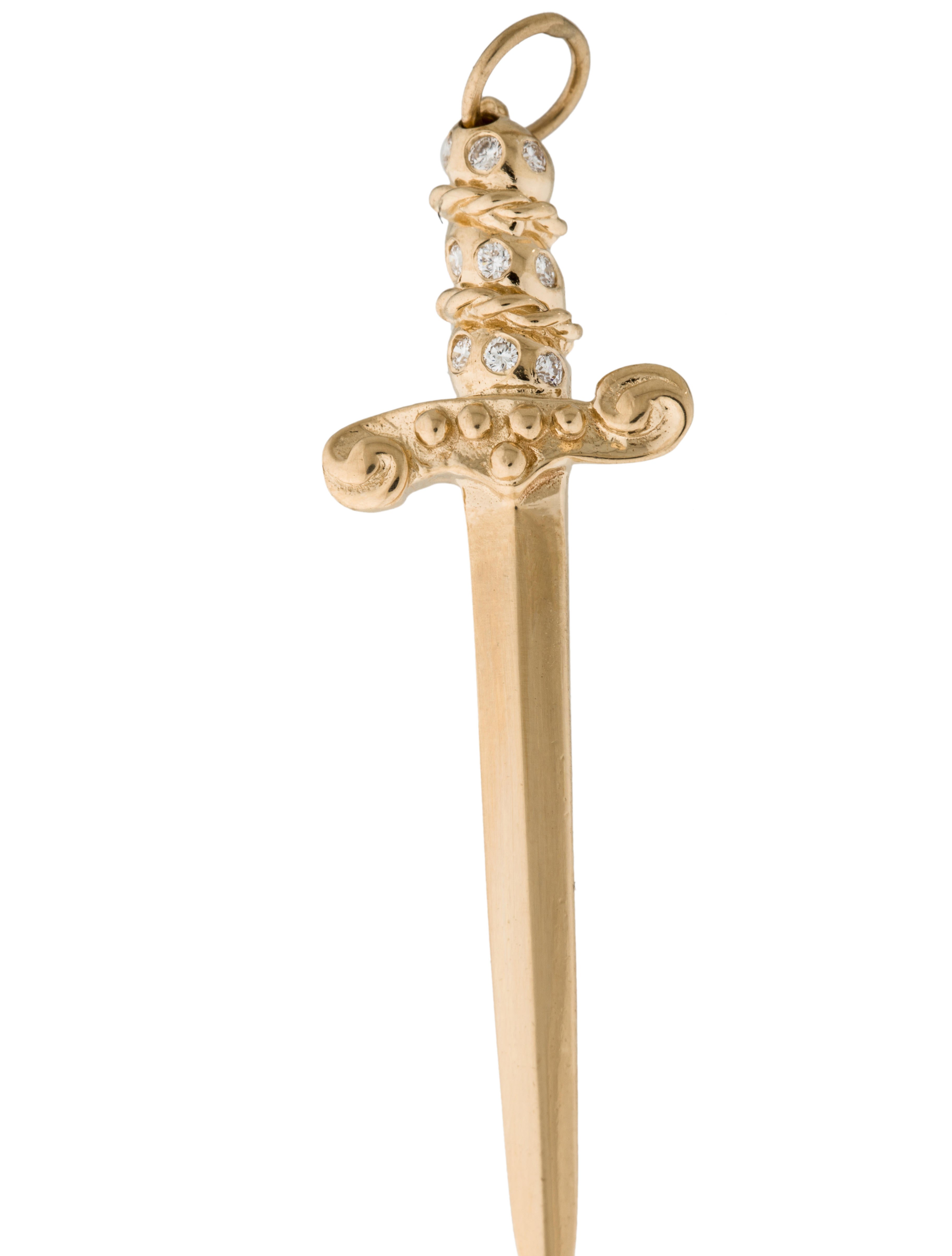 Jennifer Fisher 14K Diamond Sword Pendant Necklaces WJR20471 The