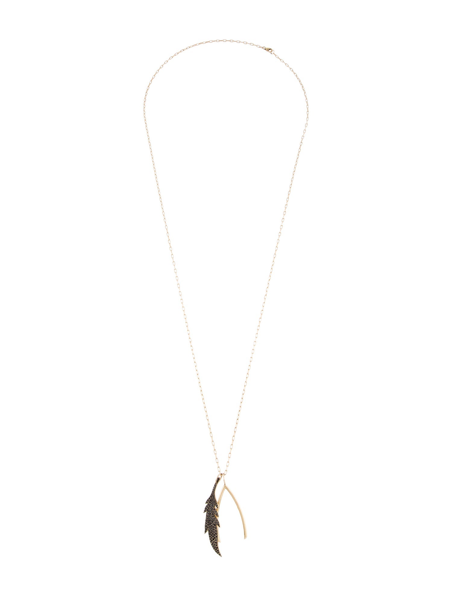 Jennifer Fisher 14K Diamond Feather & Wishbone Charm Necklace