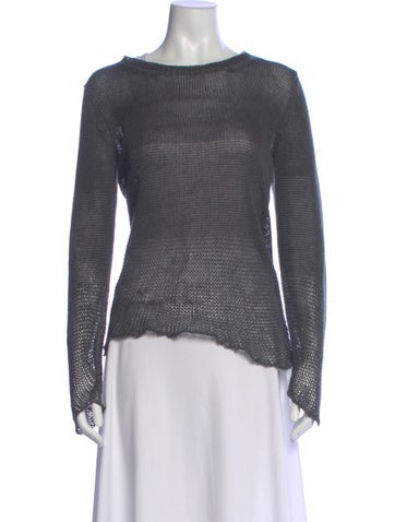 Pre-owned Jarbo Linen Scoop Neck Sweater In Gray
