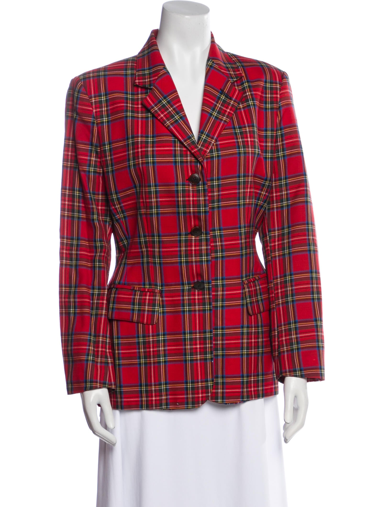 Junior Gaultier Virgin Wool Plaid Print Blazer