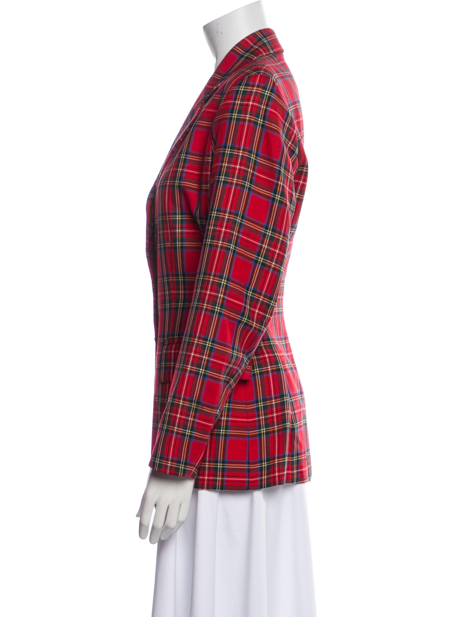 Junior Gaultier Virgin Wool Plaid Print Blazer