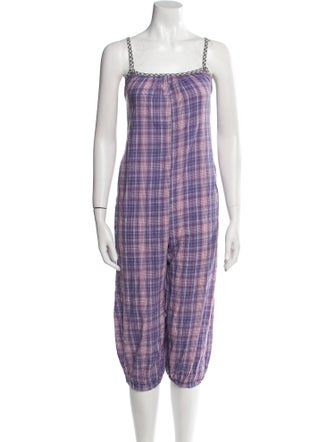 Judi Rosen Plaid Print Square Neckline Jumpsuit