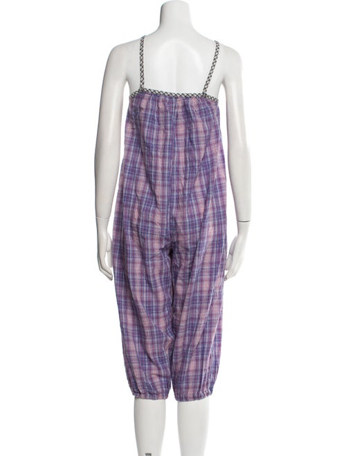 Judi Rosen Plaid Print Square Neckline Jumpsuit