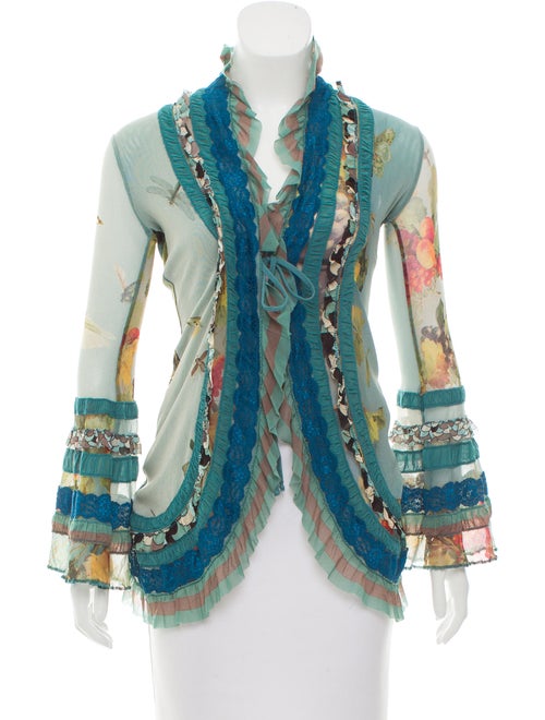 Jean Paul Gaultier Soleil Printed Mesh Cardigan