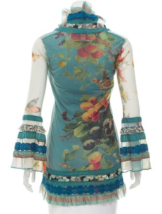 Jean Paul Gaultier Soleil Printed Mesh Cardigan