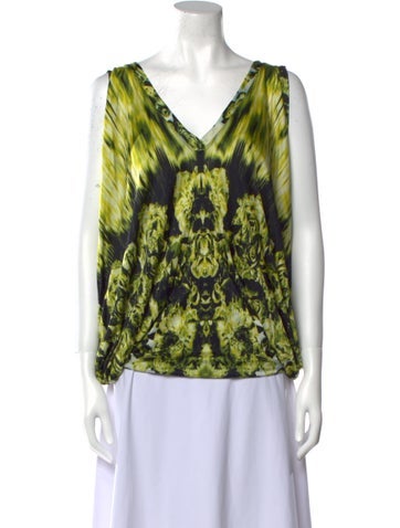 Jean Paul Gaultier Soleil Tops Printed V-Neck Blouse S