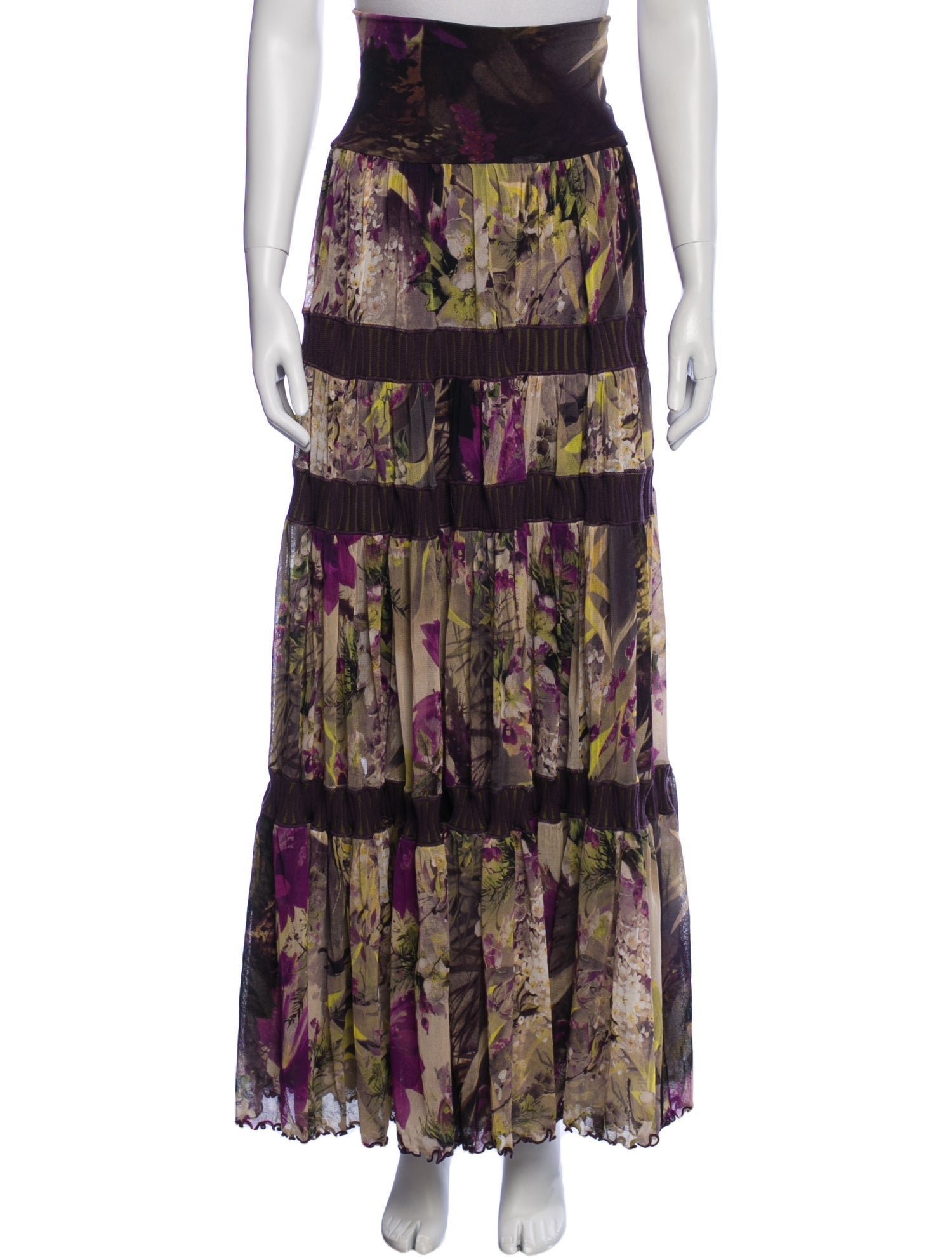 Jean Paul Gaultier Soleil Floral Print Long Skirt